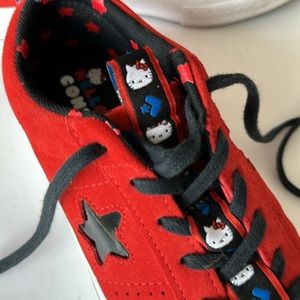 Converse Red Suede Hello Kitty  X One Star sneakers low too  EUC